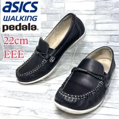 アシックスウォーキング ペダラ モカシン 本革 ネイビー 22cmEEE