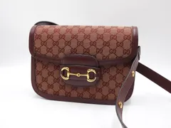 グッチ ホースビット 1955 GGキャンバス ショルダーバッグ PVC レザー  ボルドー ゴールド金具 602204