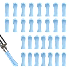 耳かき シリコン 30本セット 耳スプーン ブルー 耐久 やわらか先端 柔らかい シリコン製 耳スコープの先端 耳ケア 洗浄可能 多用途 家庭用 かゆみ防止 耳あか除去 交換用
