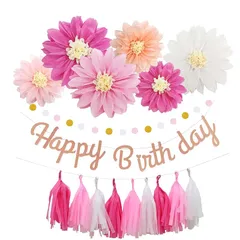 【新品】 iwlorys 誕生日 飾り 女の子 セット ひまわり テーマ パーティー バースデー デコレーション セット サンフラワー 装飾 ペーパー フラワー (バラ-HB)