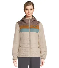 エルエルビーン レディース アウター コート LLBean Mountain Classic Hooded Puffer Color Block Taupe BrownGra ブラウン
