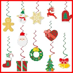 クリスマス ペーパーガーランド おしゃれ 雪だるま サンタ クリスマス トナカイ ベル ハンギングスワール 12本セット クリスマスツリー オーナメント クリスマス 飾り付け 飾り 天井 壁 窓