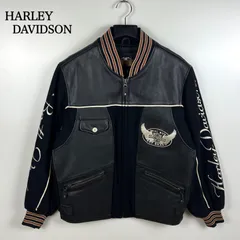 HARLEY DAVIDSON 00s vintage melton leather BEST BUY jacket M ハーレーダビッドソン メルトン レザー 本革 フルデコ ジャケット ブルゾン 希少 レアのサムネイル