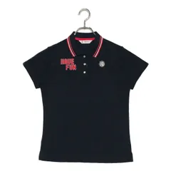 中古 レディース アンパスィ and per se 半袖ポロシャツ M 紺 ネイビー 総柄