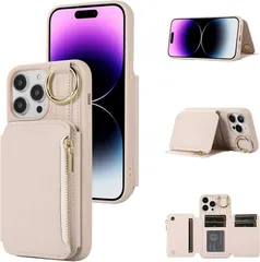 J.DL iPhone 11pro用 ケース ストラップケース カード収納 PUレザー 肩掛け カード収納 斜め掛け スタンド 背面収納 可愛い 人気 おしゃれ あいふぉん 11pro 用 財布型 チェーン ファスナー型 ストラップ付き ベージュ