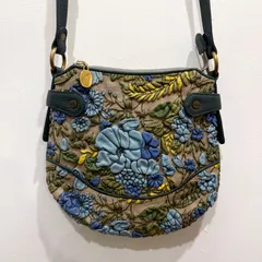 デコブランシェ decobranche KYOUKA 京香 ピッグレザー(豚革)友禅染め×牛革 ショルダーバッグ D-0639 日本製 国産 ブルー 総柄 花柄 レザーバッグ【送料込み】