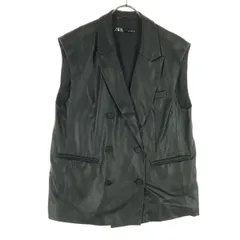 ZARA ザラ ノースリーブ レザージャケット L ブラック レディース 古着