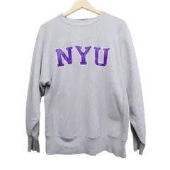 Champion REVERSE WEAVE チャンピオン リバースウィーブ 刺繍タグ USA製 NYU スウェット L グレー  カレッジロゴ トレーナー メンズ 古着 ヴィンテージ