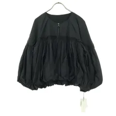 未使用 FENNEL フェンネル ナイロン 長袖 バルーン袖 ジップ ノーカラージャケット 38 ブラック レディース 古着
