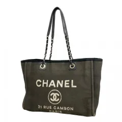 シャネル(Chanel) シャネル トートバッグ・チェーントート ドーヴィル キャンバス ブラック グレー レディース