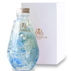 【新品】 FLOWERiUM ハーバリウム ギフト プレゼント 花 フラワーギフト 2026 女性 妻 彼女 結婚 記念日 誕生日 贈り物 日本製 flower お祝い 退職 大切な人 フラワリウム ドロップボトル (ライトブル―)