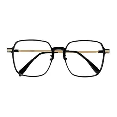 【新品】 [カロカック] スクエア型 調光レンズ 伊達メガネ 度なし ファッションメガネ メンズ レディース メタルフレーム 光で変色 紫外線対策 ブルーライトカット おしゃれ 韓国風 トレンド 透明レンズ 目元ケア (光沢ブラック)