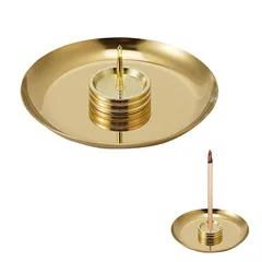 【新品】 yowodana ろうそく立て ロウソク立て お香立て 受け皿 燭台 せんこうたて せんこうたて 線香皿 香皿 香炉 線香立て お香置き 多用途 インセンスホルダー セージ パロサント香炉台 灰がこぼれない 金属製 多機能 書斎 茶道 喫茶店 癒 0