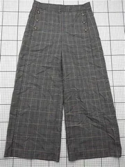 ◇ ⊇ ザラ ZARA BASIC チェック柄ワイドパンツ グレー系 レディース Mサイズ E  【1603160003776】