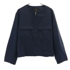 美品 23ku 23区 ノーカラージャケット 38 ネイビー レディース 古着