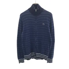 LACOSTE ラコステ ボーダー柄 長袖 ニット ジップジャケット M ネイビー メンズ 古着のサムネイル