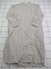 ◇ ⊇ 無印良品 コットン長袖バンドカラーシャツワンピース Lサイズ グレー系 レディース E  【1603160004469】