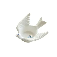 【新品】 香炉 線香立て セラミック製 白色 鳥デザイン 手描き胡蝶蘭 [並行輸入品] 1