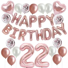 【新品】 HAPPY BIRTHDAY 誕生日 バルーン 風船 飾り付け セット 22歳 数字 バルーン ローズ ゴールド ハッピーバースデー 誕生日 デコレーション 男の子 女の子 パーティー 飾り 0