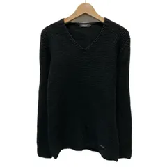 【中古】　BURBERRY BLACK LABEL　セーター　長袖　ニット　トップス　Vネック　無地　ワンポイント　ブランドロゴ　プレート　古着　/1156