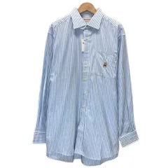 【中古】　MIKI HOUSE　ストライプシャツ　長袖　シャツ　トップス　レギュラーカラー　胸ポケット　ブランドロゴ　刺しゅう　日本製　オーバーサイズ　古着　/2010