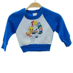 【中古】　スウェット　80s vintage　80年代　OLD　長袖　トレーナー　トップス　クルーネック　キャラクター　ルーニーテューンズ　トゥイーティー　キッズ　古着　/5498