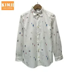 【中古】　Paul Smith　柄シャツ　長袖　シャツ　トップス　レギュラーカラー　総柄　イラスト　人物　日本製　古着　/1555のサムネイル