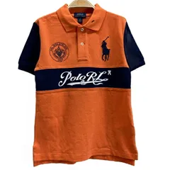 【中古】　POLO RALPH LAUREN　ポロシャツ　半袖　シャツ　トップス　ハーフボタン　コットン　プリント　ブランドロゴ　ビックポニー　刺繍　キッズ　古着　/5496