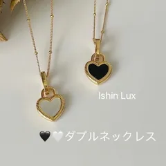 🖤🤍 	2wayハートネックレス ゴールド 白蝶貝 ブラックオニキス 両面 ヴィンテージ風 シンプル 上品 大人可愛い 人気アクセサリー 45cm
