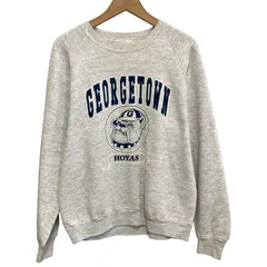 【中古】　JERZEES　スウェット　90s vintage　90年代　OLD　長袖　トレーナー　トップス　クルーネック　裏起毛　GEORGETOWN HOYAS　バスケ　チームロゴ　プリント　USA製　古着　/4392