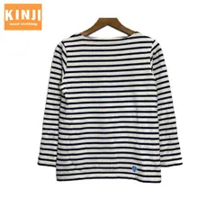 【中古】　ORCIVAL　バスクシャツ　長袖　カットソー　トップス　ボーダー　ボートネック　ワンポイント　ブランドロゴ　ワッペン　フランス製　古着　/2402