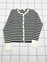 ◇ ⊇ ザラ ZARA 2488/003/105 ボーダー ニットカーディガン レディース Mブラック系 E  【1603160010668】