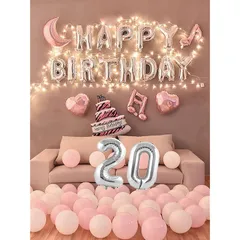 【新品】 20歳 誕生日 バルーン 風船 バースデー 飾り付け セット数字 バルーン 20 付き 男の子 女の子 大人 シルバーピンク 誕生日 パーティー 飾り 誕生日デコレーション セット スターライト灯串付き