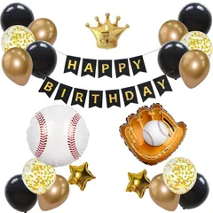 【新品】 BALLOON DAYS 誕生日 飾り付けセットバルーン 風船 HAPPYBIRTHDAY 野球 ボール ガーランド バースデー デコレーション 豪華 黒 ゴールド 数字 大人 子供 女の子 男の子 (数字なし)