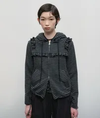 TYPESERVICE Ruffled Stripe Zip Hoodie ストライプ