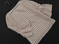 NATURAL BEAUTY BASIC ナチュラルビューティーベーシック チェック ベルスリーブ ブラウス シャツ sizeS/白ｘ茶 ■◇ レディース