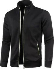 aspersio アスペルシオ フルジップ フリース ジャンパー フードなし 長袖 ストリート オシャレ アウター メンズ 立て襟 フリースジャケット 軽量 ジップアップ 裏フリース 通勤 通学 登山 ハイネック (ワルツブラック,  3XL)