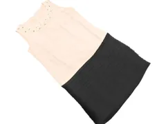 JUSGLITTY ジャスグリッティー バイカラー パールビーズ ビジュー ノースリーブ ワンピース size2/黒ｘベージュ ■◆ レディース