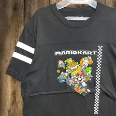 キャラ Tシャツ マリオ カート　任天堂　レトロ　ゲーム　ヨッシー　クッパ 黒   Lサイズ ルイージ　ピーチ 古着 ビンテージ used vintage  p20/