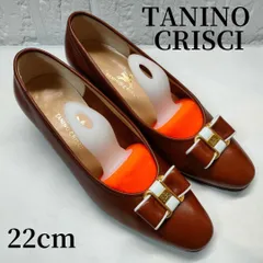 【最終価格】 TANINO CRISCI　タニノクリスチー　パンプス　リボン　ゴールド　ホワイト　ブラウン　22cmのサムネイル