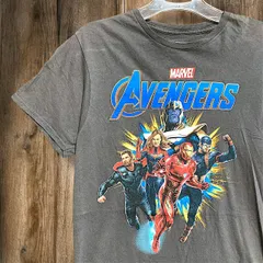 ムービー Tシャツ マーベル　MARVEL アヴェンジャーズ　アメコミ グレー   Mサイズ キャラ　映画 古着 ビンテージ used vintage  p20/