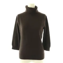 シーケーカルバンクライン ck Calvin Klein ウールハーフスリーブタートルネックニット カットソー 七分袖 M ブラウン /DO ■OS