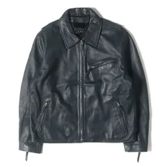 90s - 00s ヴィンテージ古着 | 雰囲気抜群 | 00s シープスキンレザー シングル ライダースジャケット / KWY | ネイビー 紺 サイズ:46 | 00年代 | アウター ブルゾン 上着【メンズ】【中古】