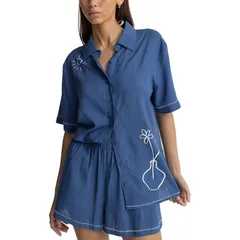 リズム レディース トップス Tシャツ Rhythm Bobby Shirt Womens Blue ブルーのサムネイル