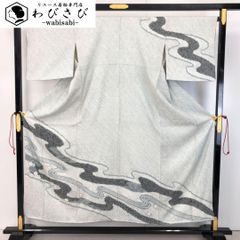 付下げ 総絞り 疋田絞り 流水模様 愛ZECRA 黒色 K-4546 - メルカリ