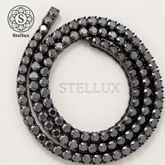 【希少の宝石】ブラックモアサナイト テニスチェーンネックレス4mm／VVS1ストーン／鑑定書付き／ステンレススチール／メンズ レディース ユニセックス／ブリンブリン／ストリート ジュエリー／Iced out