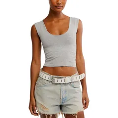 フリーピープル レディース トップス タンクトップ Free People Clean Lines Muscle Cami Womens Heather Grey グレーのサムネイル