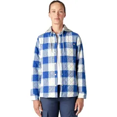 ディッキーズ レディース アウター ジャケット・ブルゾン シャツ ジャケット Dickies Hooded Flannel Shirt Jacket Womens Surf Blue Campsideのサムネイル