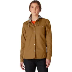 ディッキーズ レディース アウター ジャケット・ブルゾン シャツ ジャケット Dickies Hooded Duck Shirt Jacket Womens Brown Duck ブラウンのサムネイル