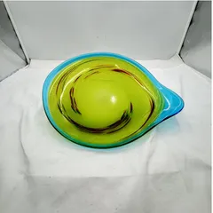 売約済み【❗️✨琉球ガラス大皿✨❗️】沖縄伝統工芸 グリーン×ブルー 気泡入りハンドメイド ガラスプレート🌺